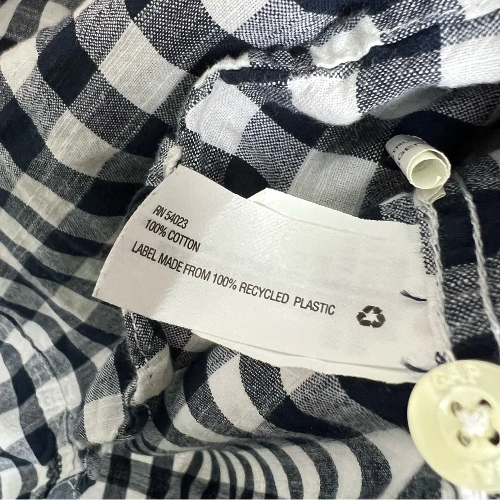 GAP‎ Kids Navy and White Cotton Plaid Button Down Shirt Boys 8 M
